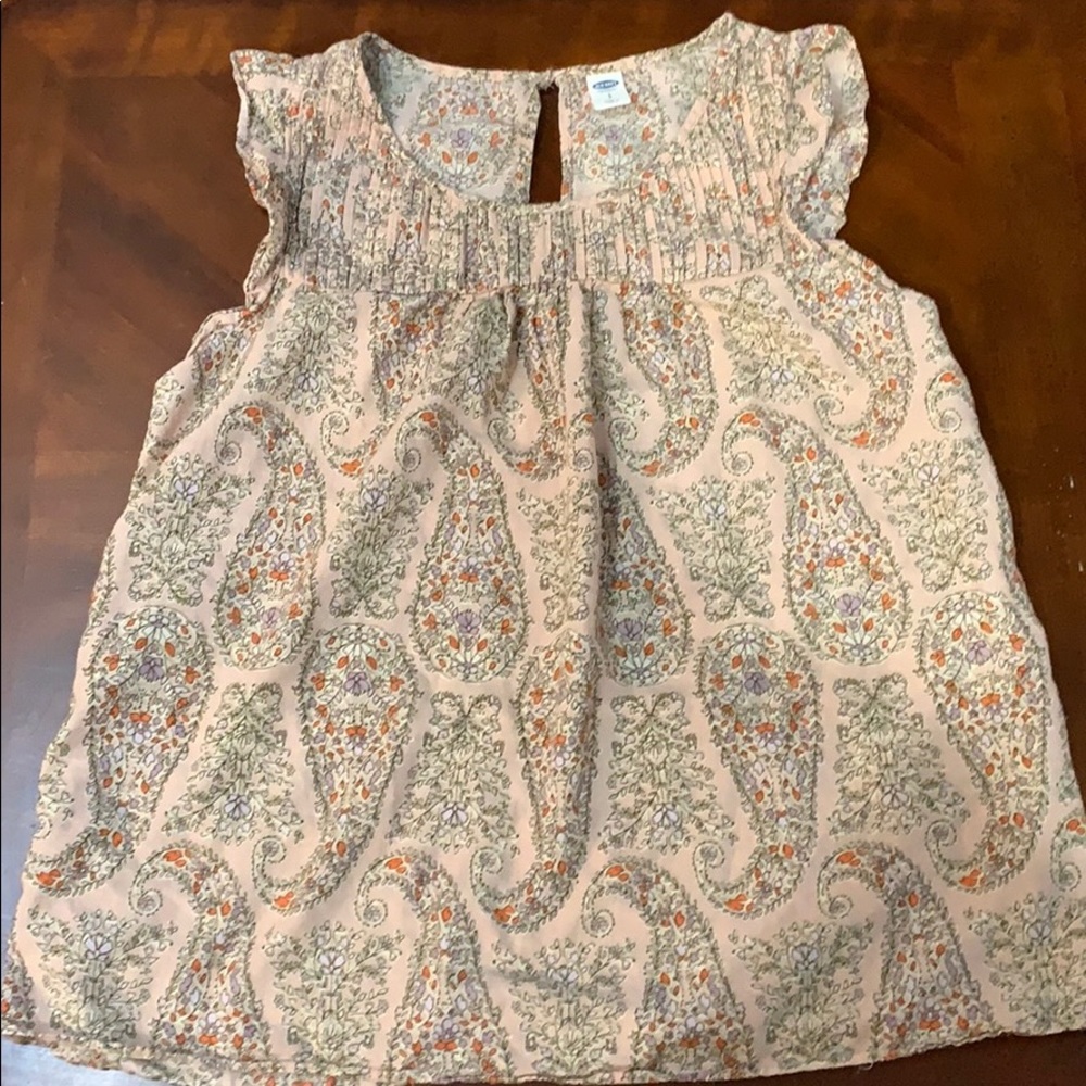 Paisley flutter cap sleeve top